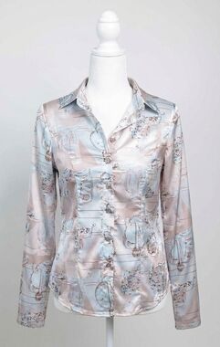 NEW BLUE B western print satin bodysuit in multicolor